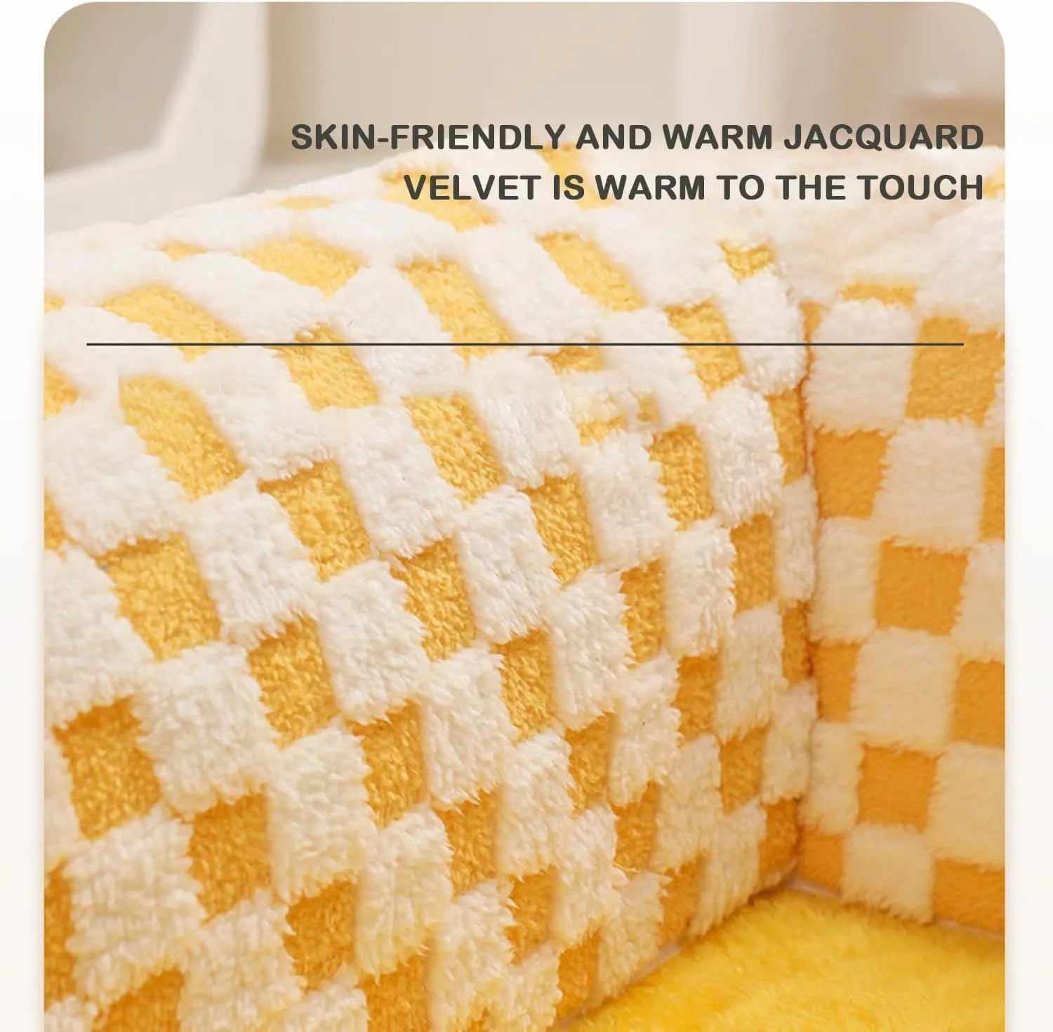 Coffee coloured plush fan-shaped pet bed with integrated tunnel for cats and dogs, showing thick mat and anti-slip base.
