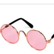 Pet glasses for cats and small dogs, metal frame, AC resin lenses, 8cm width, 10g, with spring legs and optional straw hat