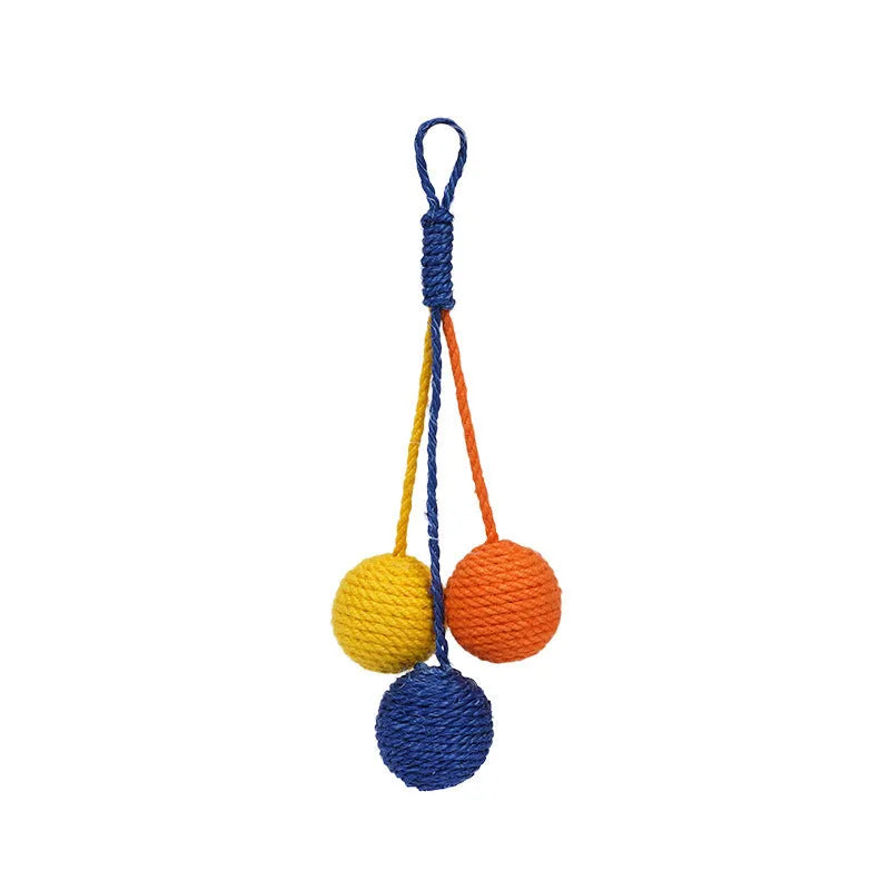 Cat teaser toy stick set with bite-resistant catnip ball measuring 255mm with blue, green, red yellow blue colour options