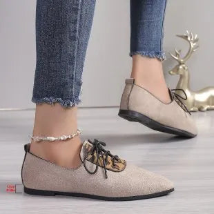 Beige leopard print pointed toe pumps for women in plus sizes 36 to 43
