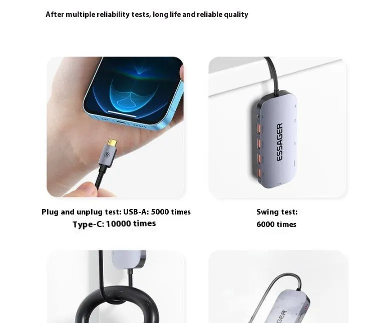 11-in-1 USB-C expansion dock hub with Gigabit Ethernet port and 20cm cable