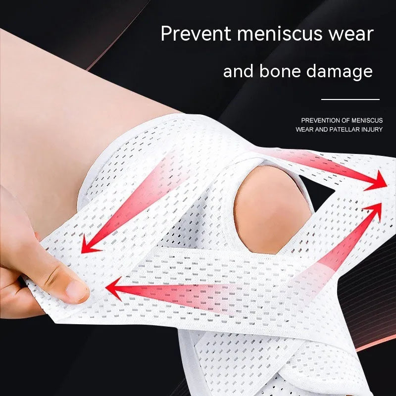 Black and white knee protective sleeves for meniscus and patellar injury recovery during sports