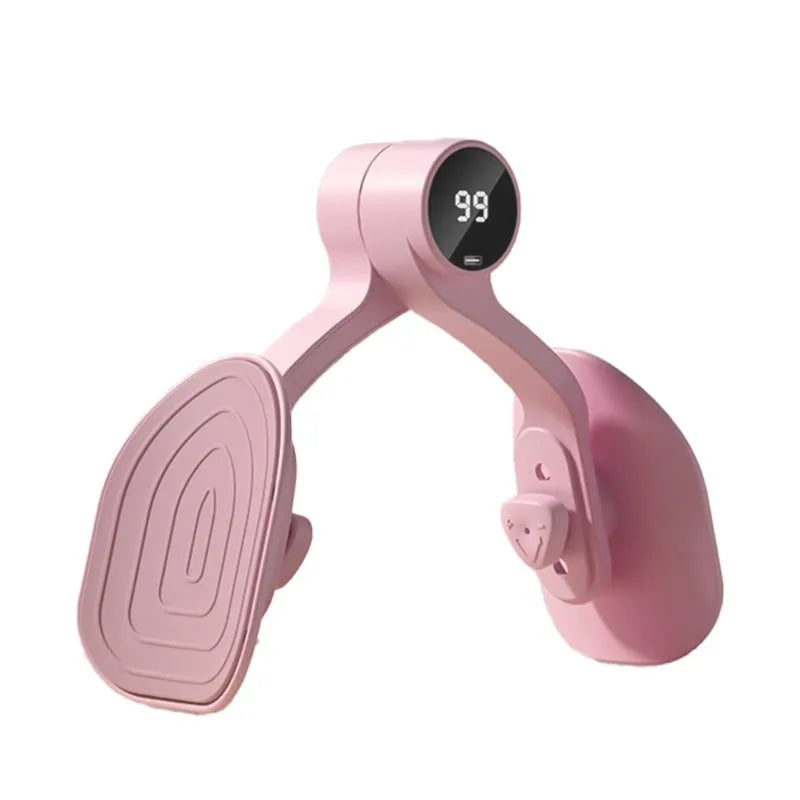 Pink and purple postpartum pelvic floor muscle trainer with PP coated construction and 3-gear adjustable resistance