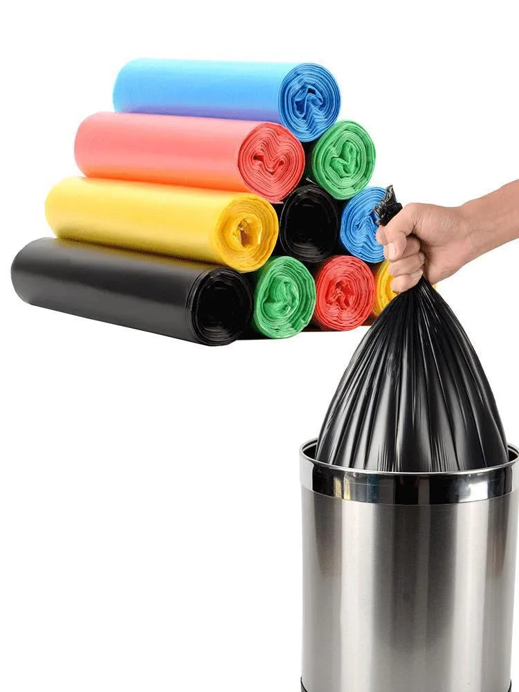 Roll of large black thickened plastic bin bags with 50x60cm dimensions