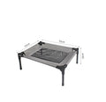 Black portable outdoor dog bed with steel frame and Oxford cloth cover for camping and travel