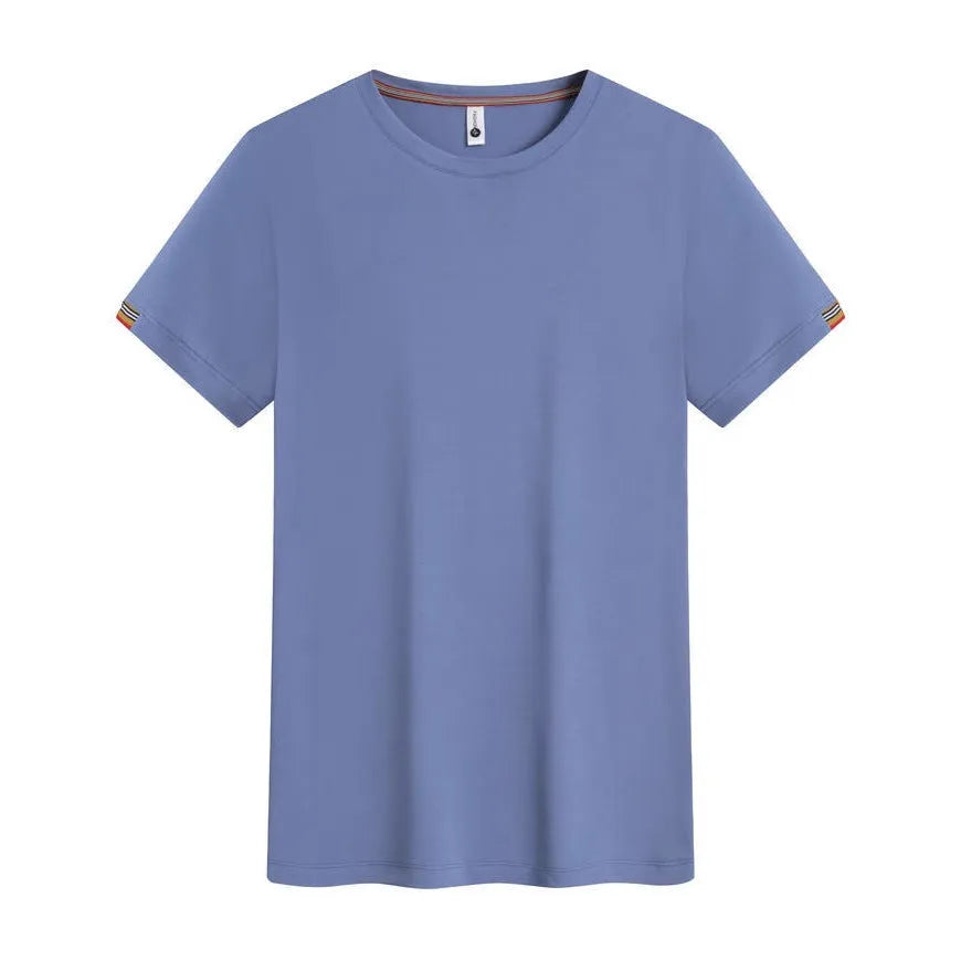 Men's round neck ice fibre pullover work shirt in multiple colours on a size chart