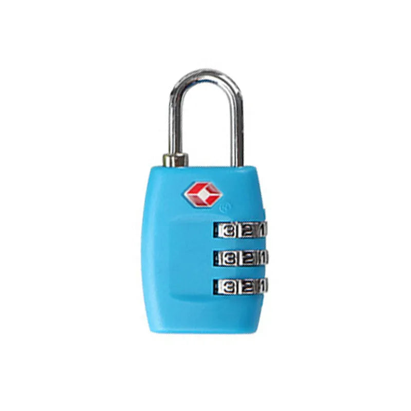 Plastic TSA code lock in red for luggage zippers with 4mm lock rod and 12mm spacing