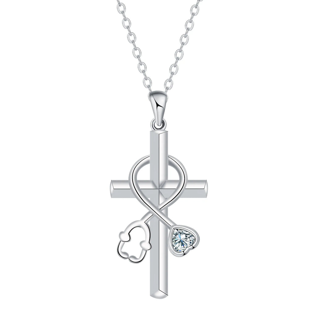 Original design cross stethoscope necklace with electroplated copper pendant and chain