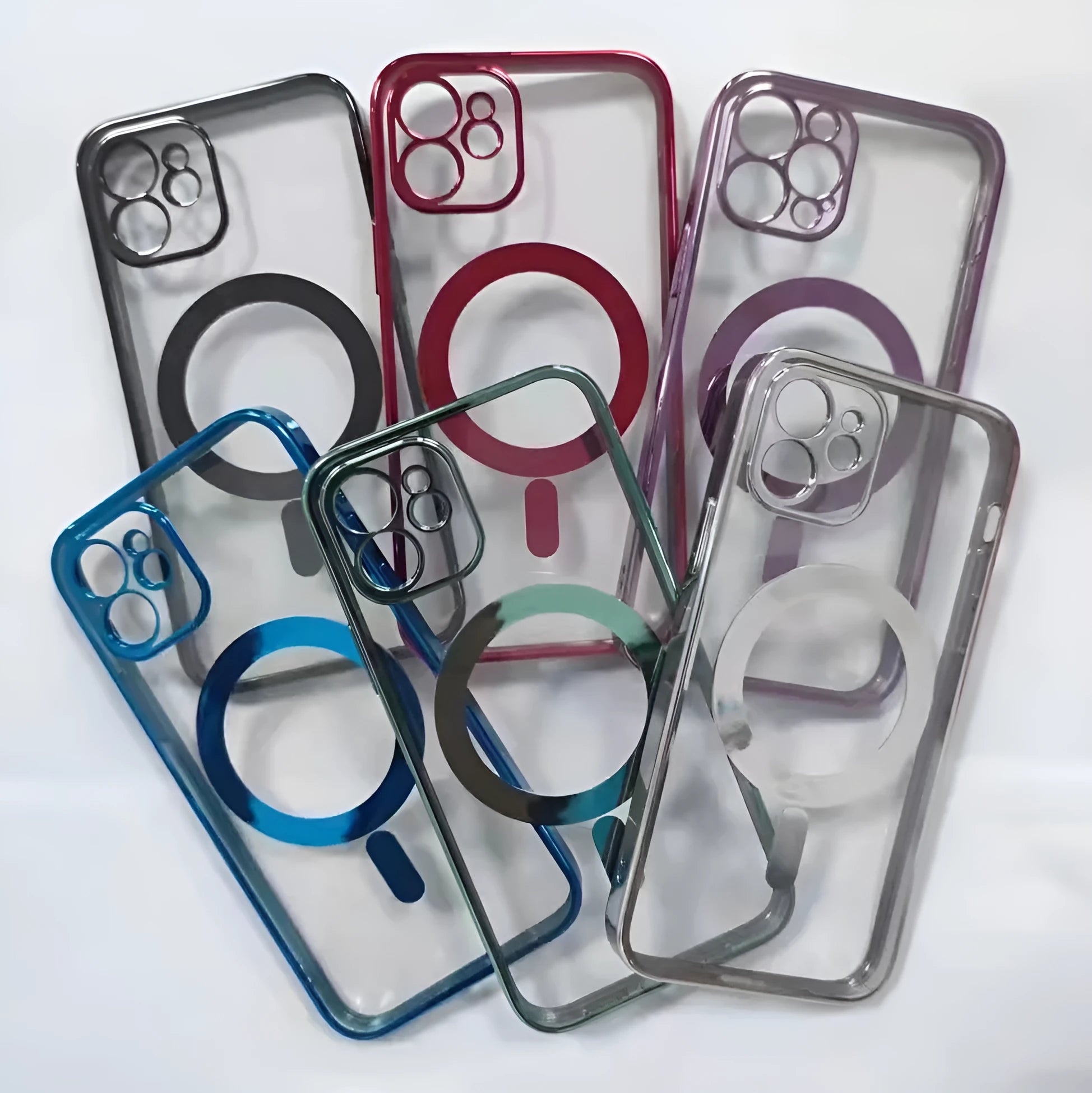 Magnetic suction electroplated phone case for Apple iPhone in solid colours