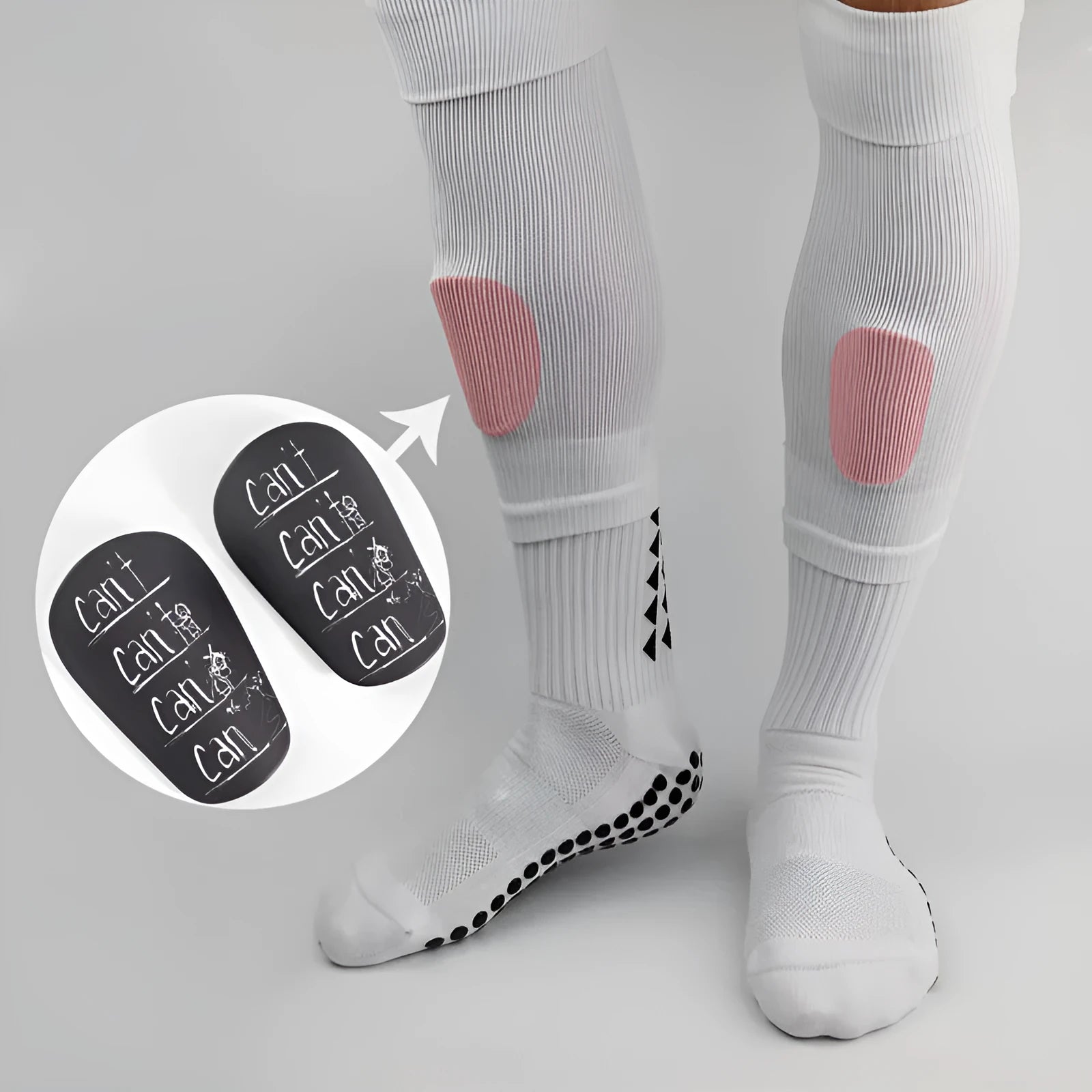 A pair of Pu material football shin guards with adjustable straps, shown in one of the available colour options.
