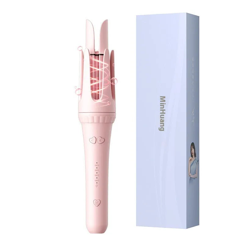 32mm automatic hair curler in pink and light purple colours with ceramic barrels