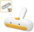 Yellow duck design reusable pet hair remover roller with plastic body and bristles.