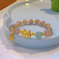 Women's floral glazed bracelet with electroplated animal zodiac design in red bead, pink beads, and white pearl colour options