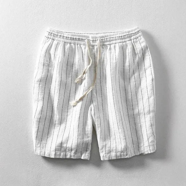 Men's striped cropped casual pants in a straight-leg street style for summer wear.