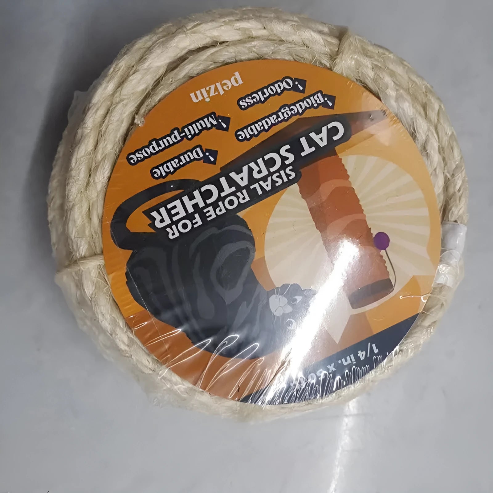 Natural sisal hemp rope for cat scratching poles in Bleach White colour, 30 m length