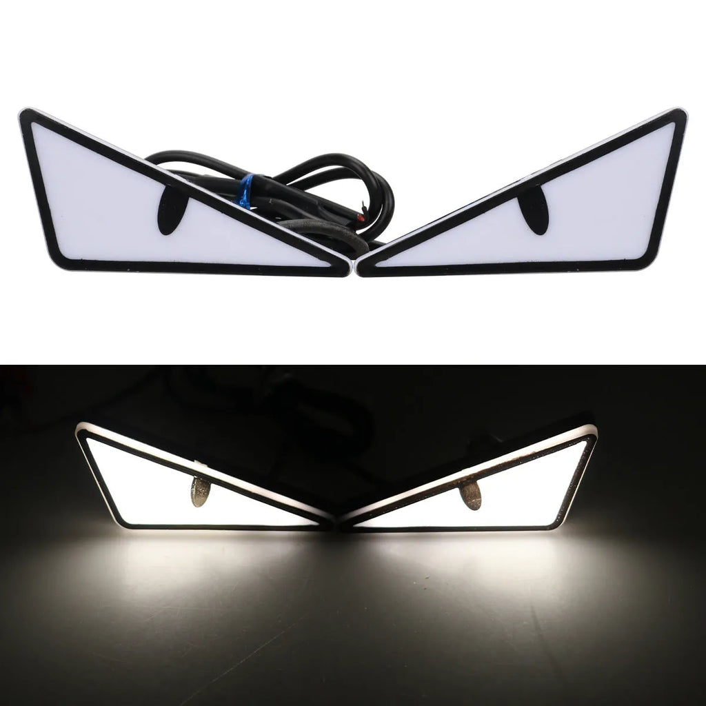 Pair of Triangle Eyes 12V plastic decorative motorcycle and car lights in semicircle shape with colour options