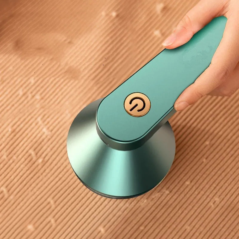 Green pilling ball remover fabric shaver with USB charging port, 8W, for removing lint and fuzz from sweaters