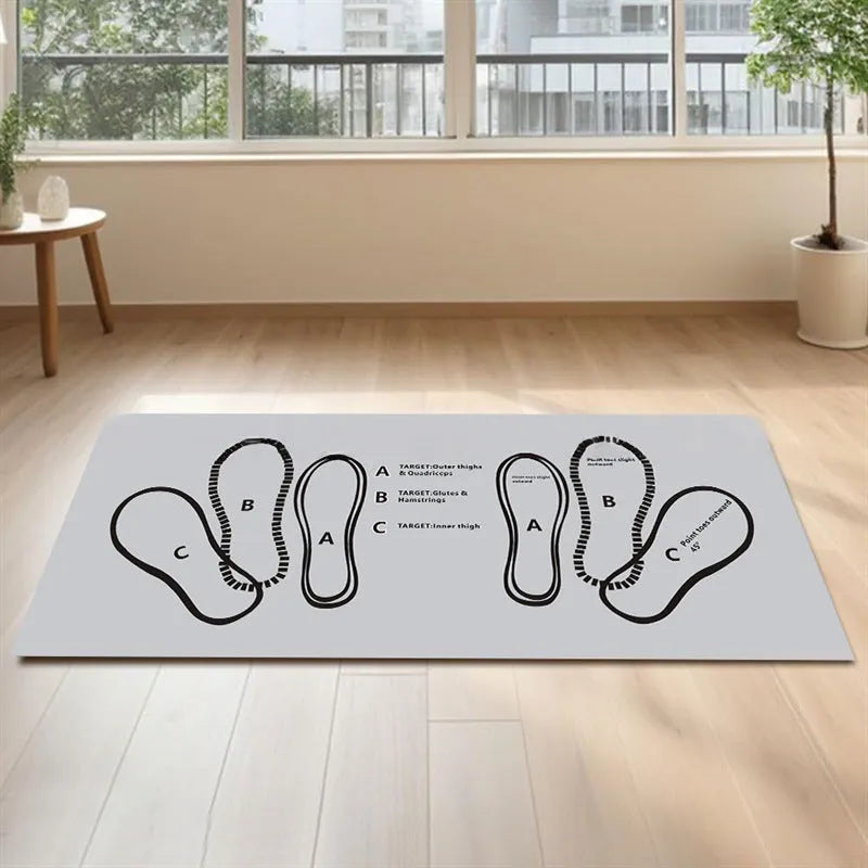 Simple solid colour Pilates squat mat with footprints, 35x80cm, polyester fibre, modern simplicity style