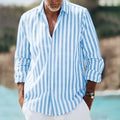 Men's loose fit plaid shirt with 3D floral print and lapel collar in a blue colour.
