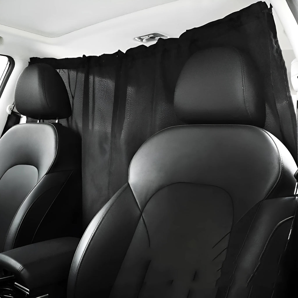 Car front and rear partition curtain made of black Pongee fabric, 69 by 82 centimetres, with suspension drawstring