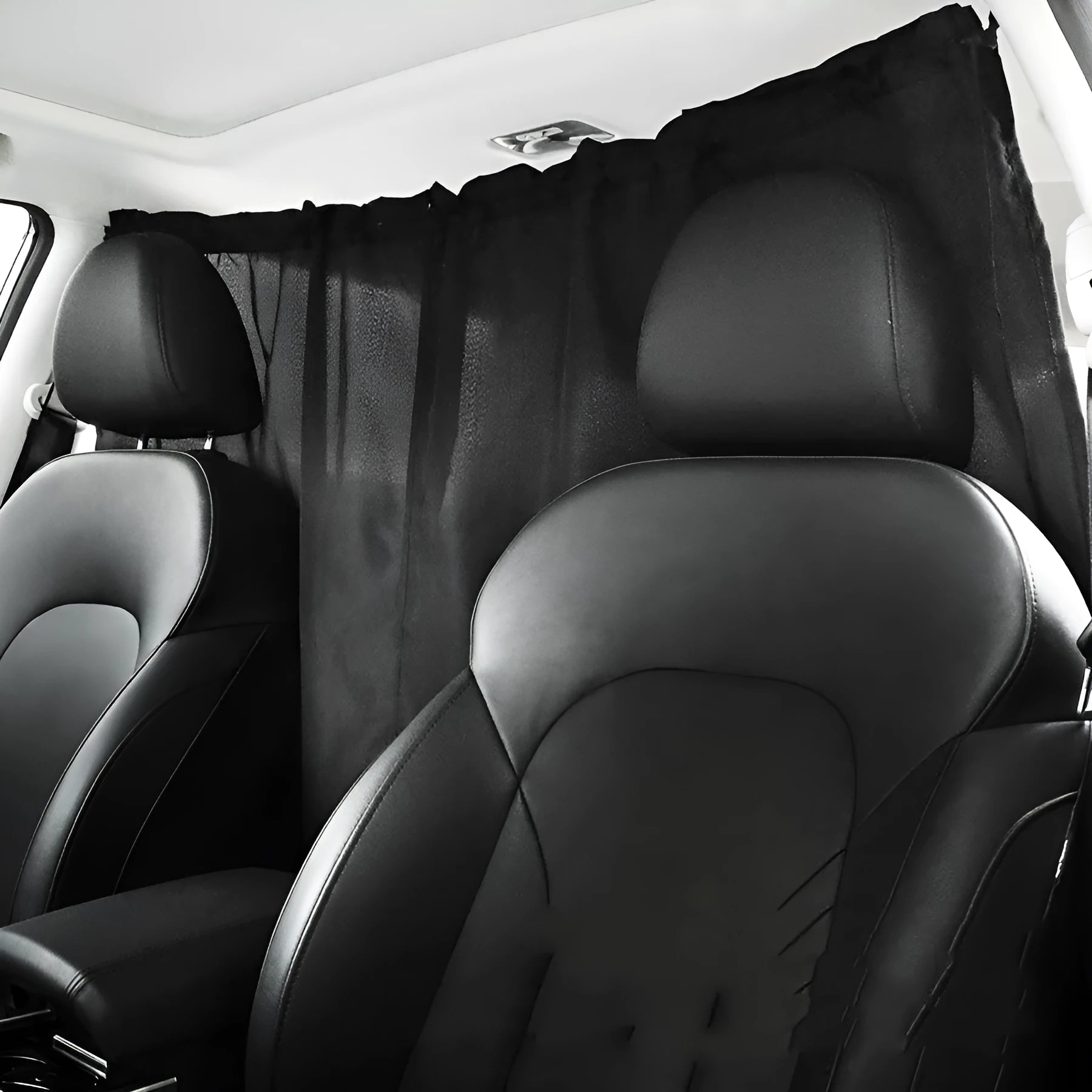 Car front and rear partition curtain made of black Pongee fabric, 69 by 82 centimetres, with suspension drawstring