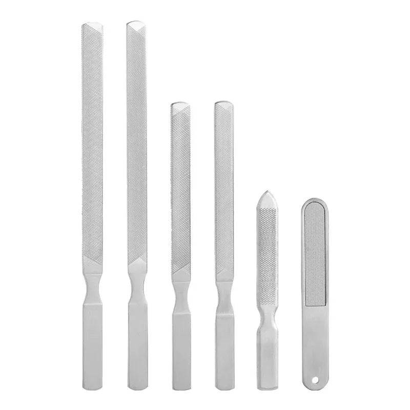 Gray stainless steel thickened nail file with coarse sand surface for manicure and pedicure