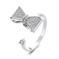 Gold adjustable spinner ring for women with flower bee design, copper alloy, zircon inlay, rotating band