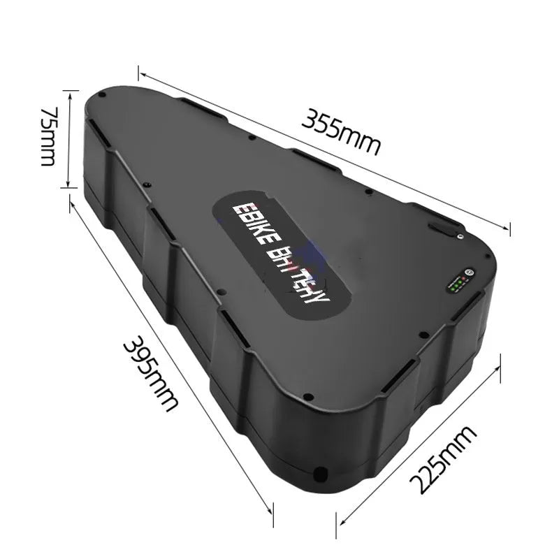 Modified electric mountain bike triangular plastic shell lithium battery pack in black plastic casing