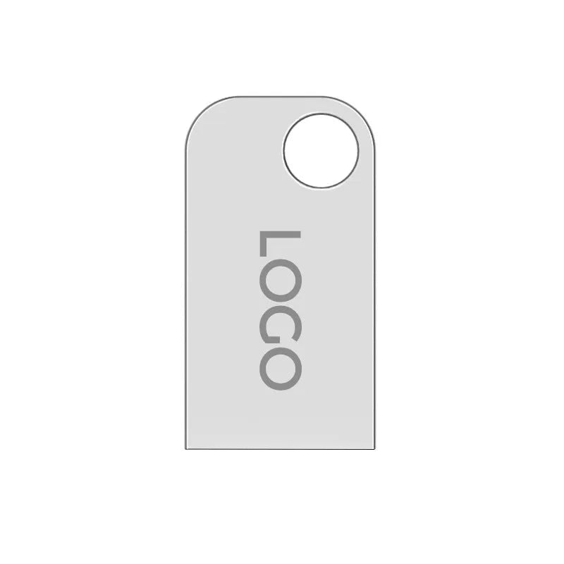 Compact silver alloy car USB 2.0 flash drive with metal shell and waterproof construction.
