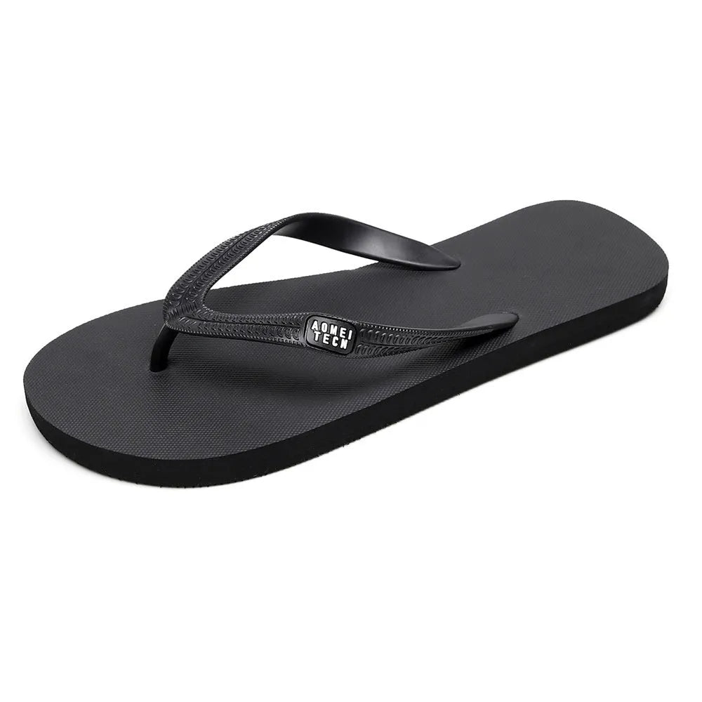 Men's black flip-flop slippers with a textured rubber sole and EVA upper.