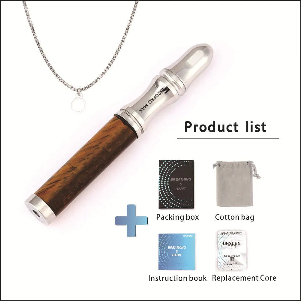 Natural crystal stone double-layer flat mouth respirator pendant necklace for anxiety relief – amethyst colour with gift box and replacement core