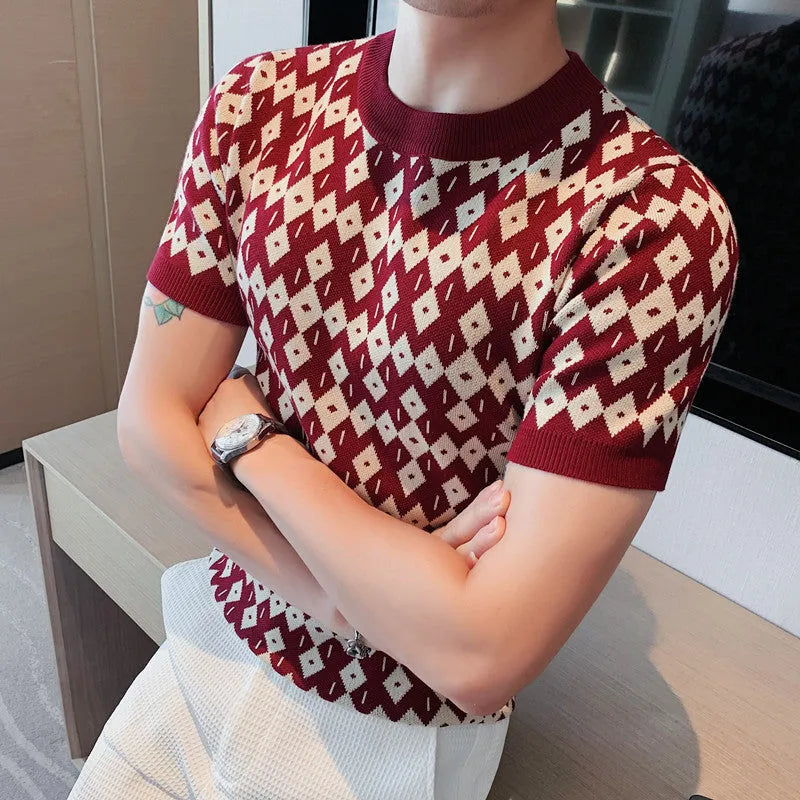 Round neck breathable casual slim Korean style bottoming T-shirt half sleeve sweater in black, front view