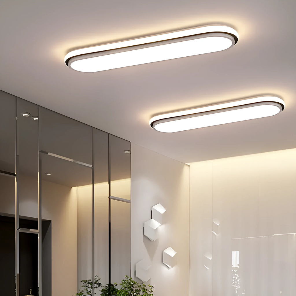 Simple modern ceiling lamp with remote control three-colour LED for hallway or balcony, 38x18x45cm size option