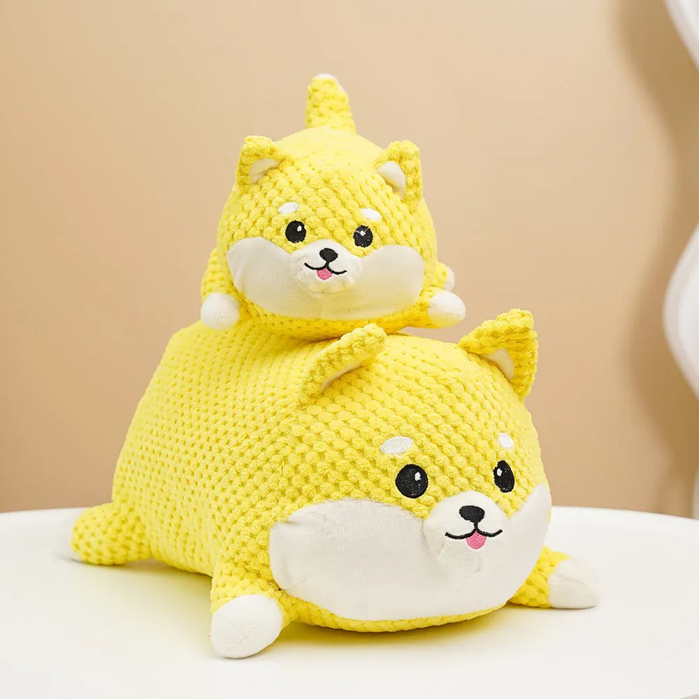 Plush dog calming toy with squeaky function for chewing and dental care
