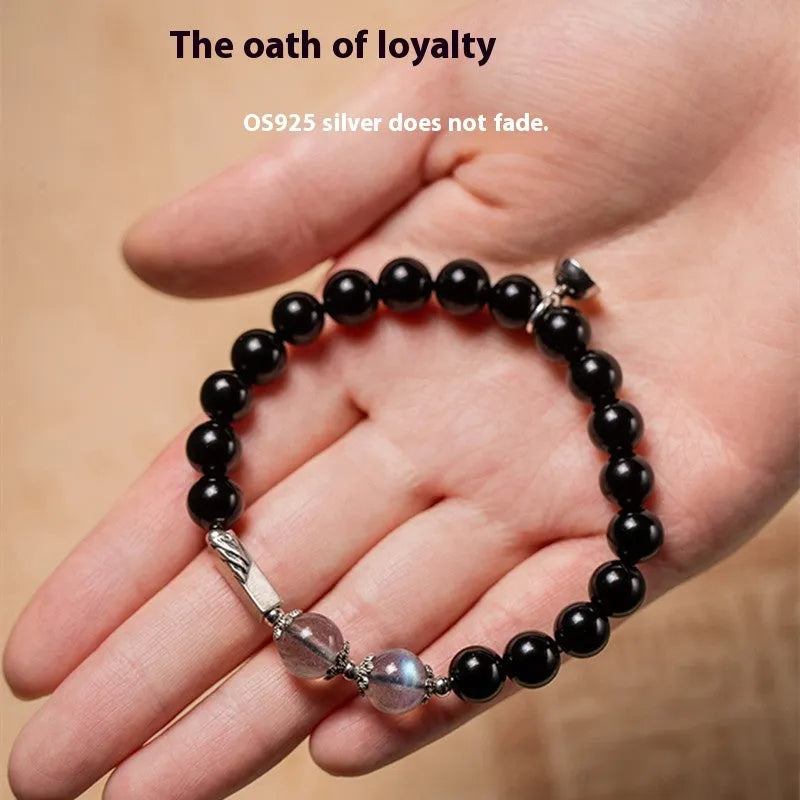 Black obsidian Buddha beads couple bracelet DIY set with 8mm and 10mm beads