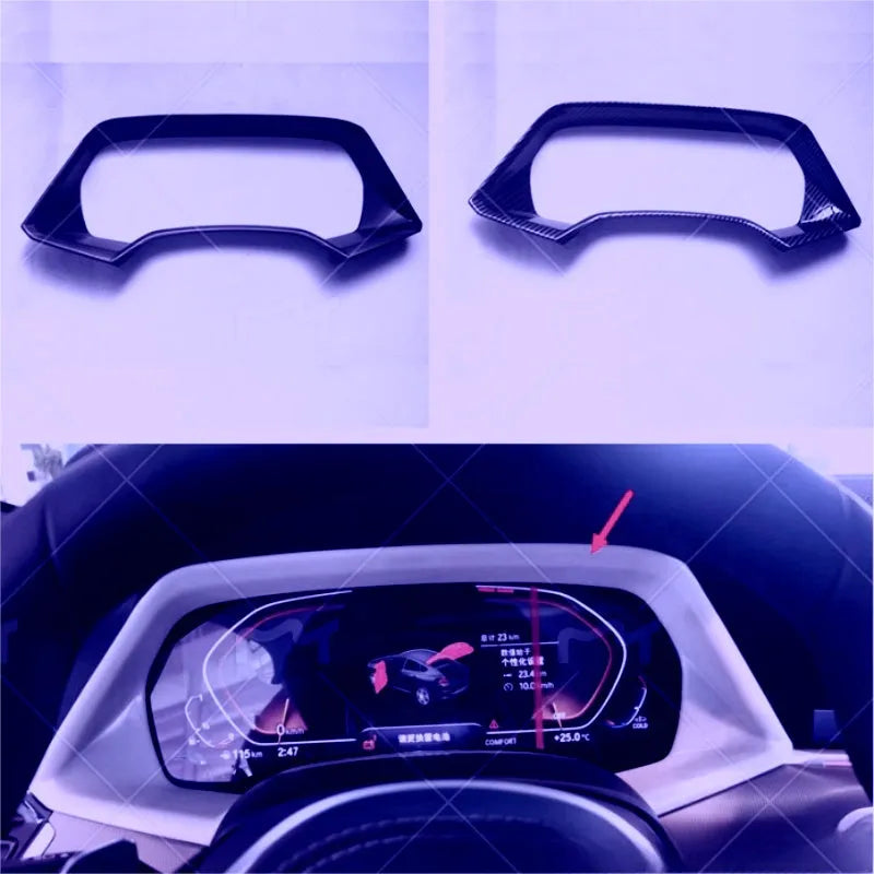 BMW X5 dashboard decorative frame in ABS plastic with Carbon Fibre and Peach Wood finish options