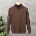 Ins fashion solid striped turtleneck sweater for men and women in slim fit with ribbed cuffs, available in multiple colours