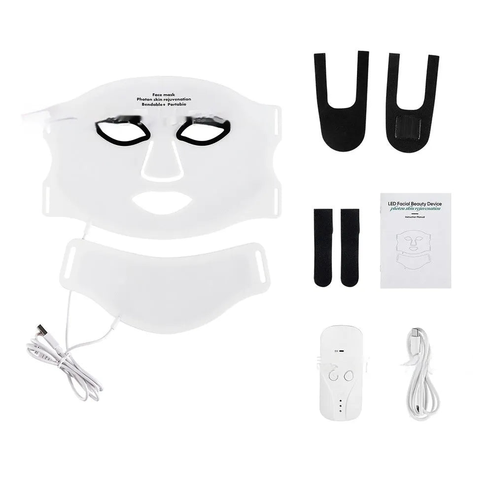 Rechargeable silicone LED photon face mask for home skin rejuvenation in black colour