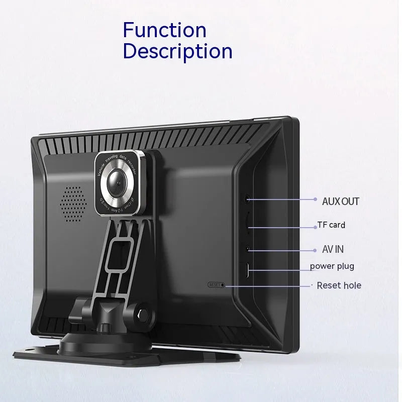 9-inch portable CarPlay driving recorder with dual camera system and touch screen display