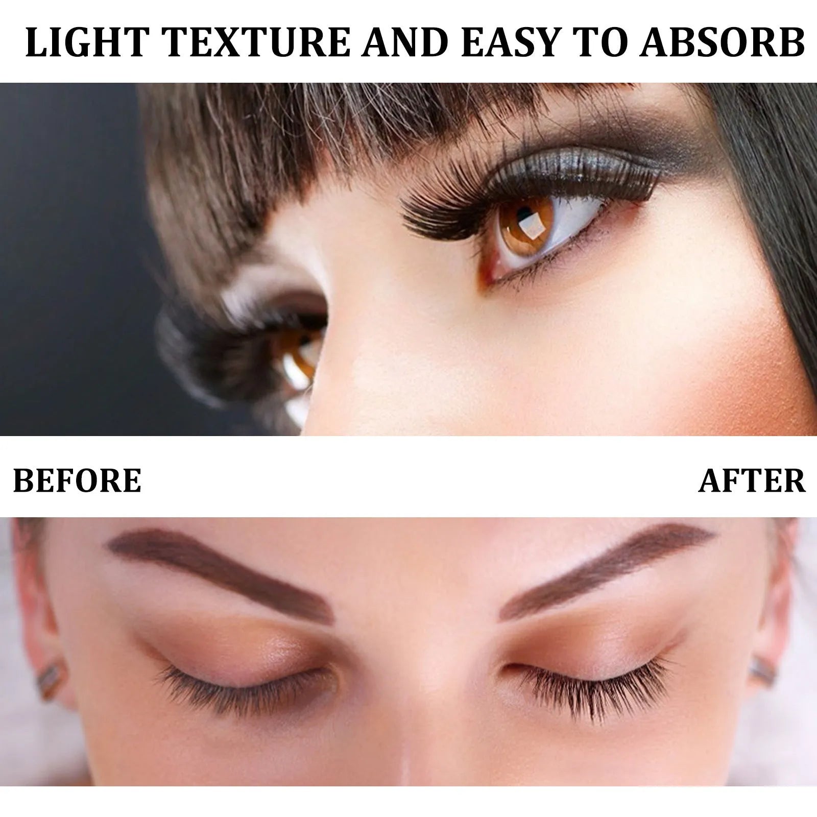 3ml bottle of black eyelash essence with applicator for lash and brow treatment.