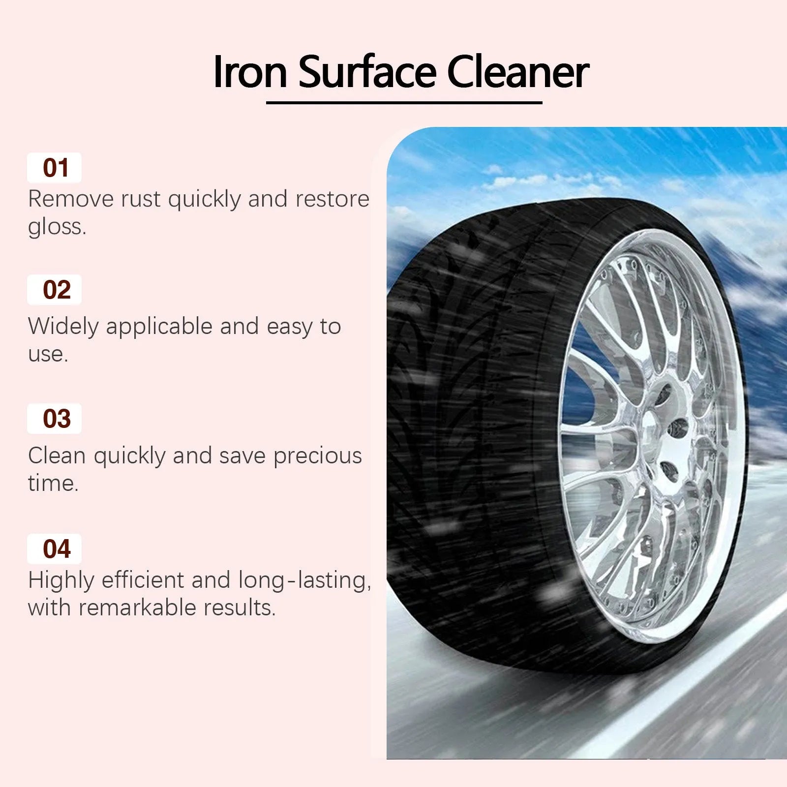 Car wheel hub rust removing cleanser 120ml bottle with sponge mop cleaning kit
