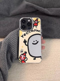 Potato chip cartoon mirror phone case for Apple iPhone with electroplated ring and drop-resistant PC material