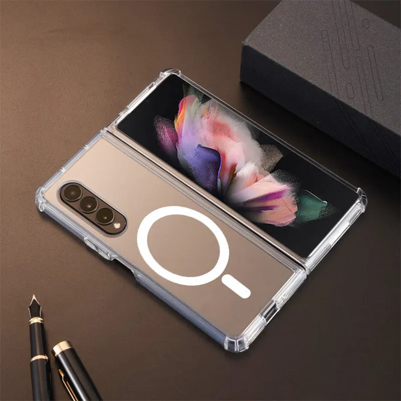 Transparent TPU magnetic phone case for Samsung Z Flip 5 with four-corner drop-resistant design