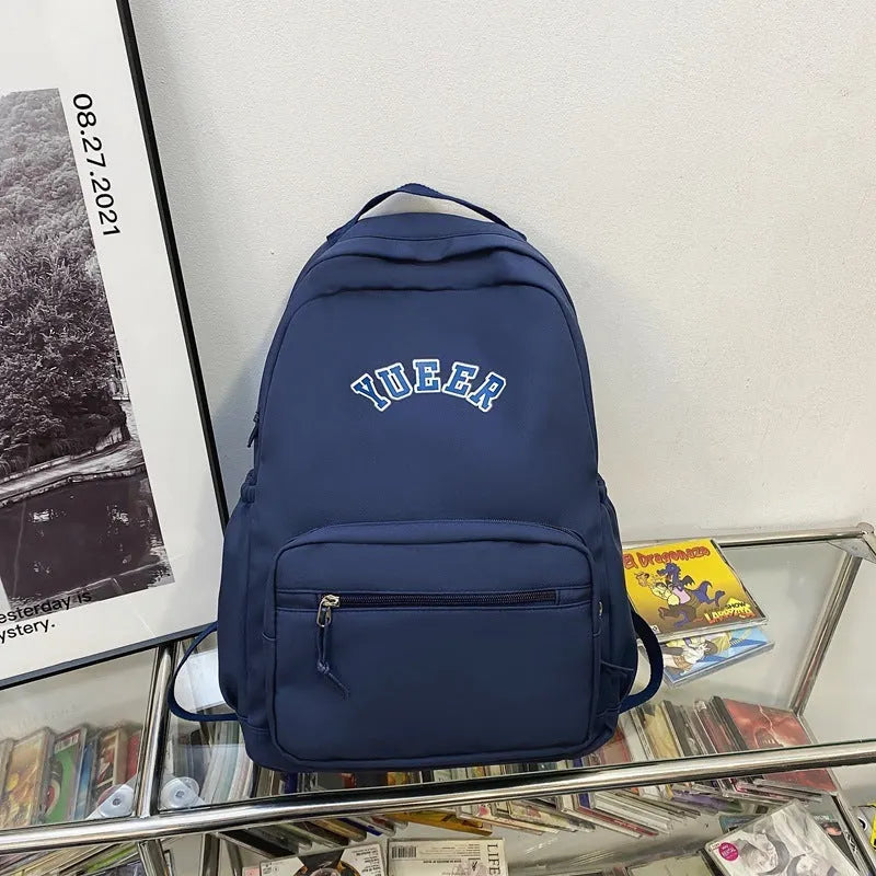 Large-capacity nylon school bag 32 x 14 x 45 cm in white, red, blue, black or light green with print