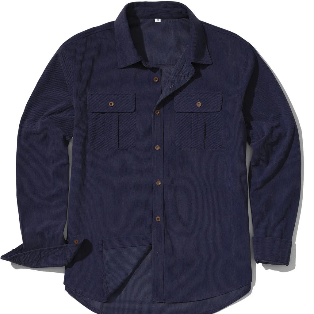 Men's loose corduroy shirt in Japanese retro style with long sleeves