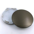 65mm diameter ABS plastic car hub centre cover in antique copper finish with aluminium label