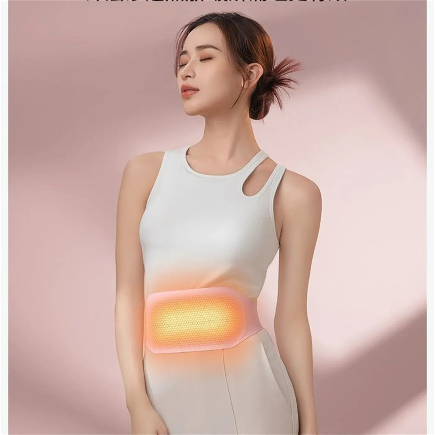 Warm belt with soft Lycra fabric, 5000mAh battery, APP control, and gift box packaging for stomach ache relief