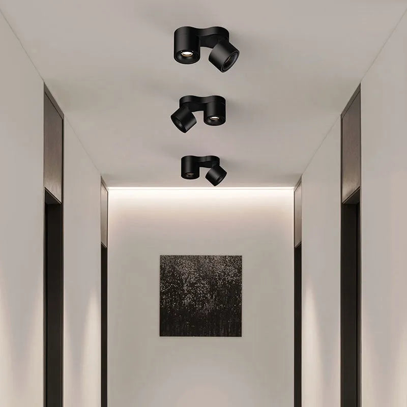 Sand white LED double-headed ceiling spotlight with die-cast aluminium body, 24W, punch-free mount