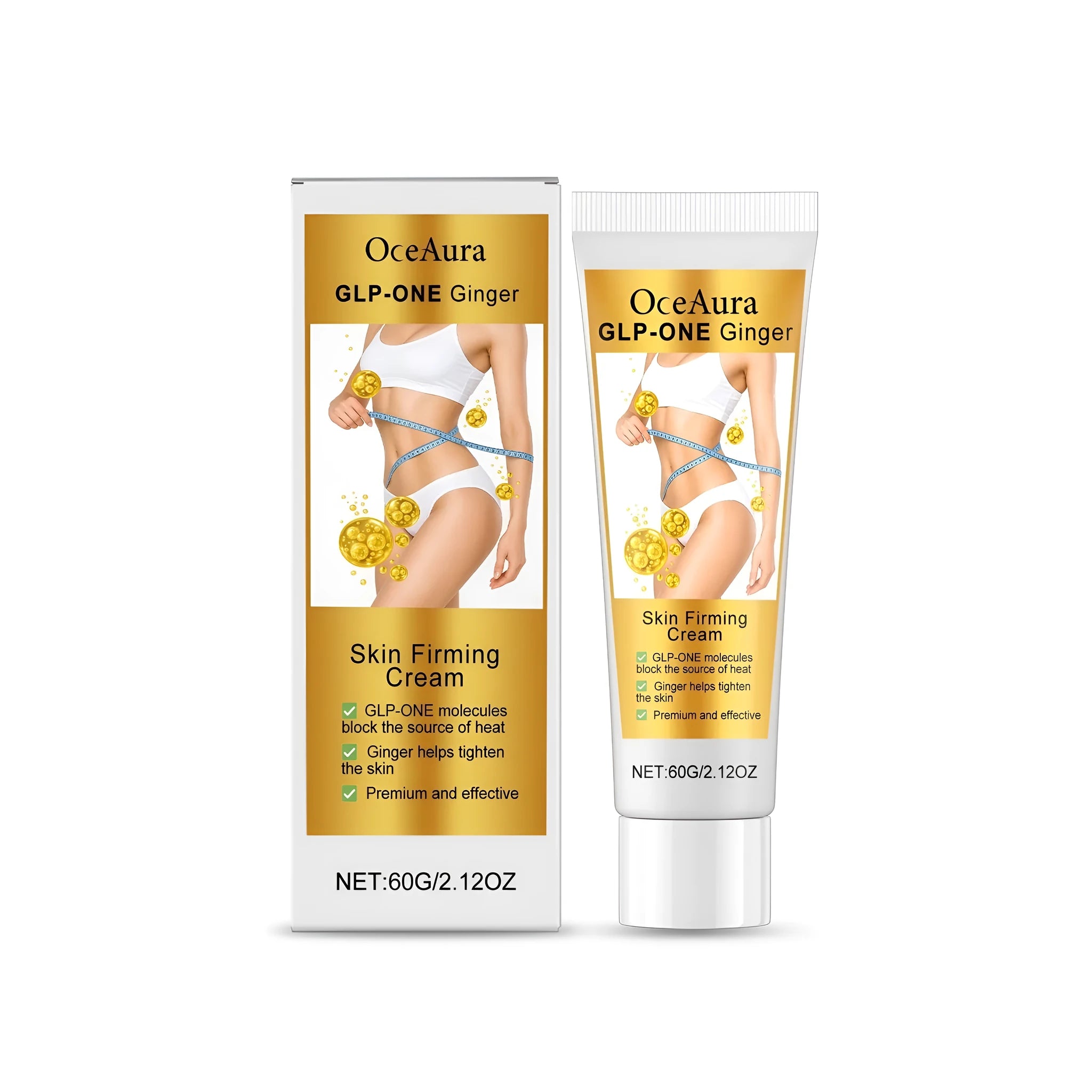 Glp-One Ginger Skin Firming Cream in a 60g jar, shown with lid off.
