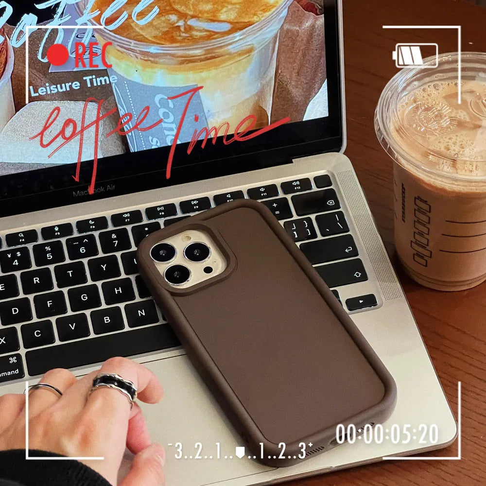 Frosted matte silicone phone case for Apple iPhone in solid colour, showing full-cover design